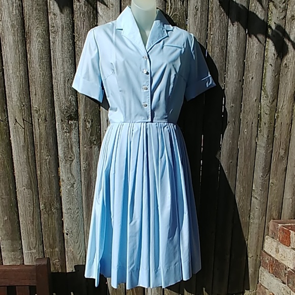 Vintage Dresses & Skirts - Vintage 50s Texas Shirtwaist Light Blue Dress